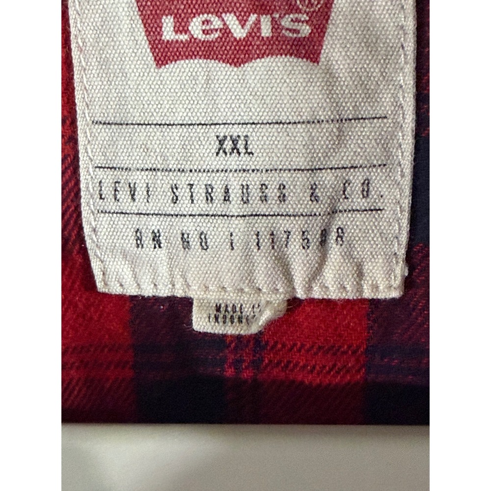 Levi's Western Flannel Shirt Mens XXL Red Black Buffalo‎ Plaid Excellent Snaps - Picture 6 of 12